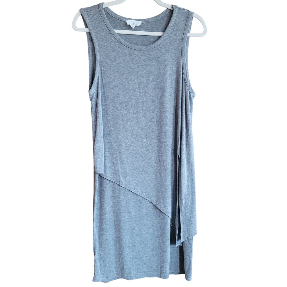 Thyme & Honey Gray Sleeveless Asymmetrical Tunic Dress Medium Soft Stretch